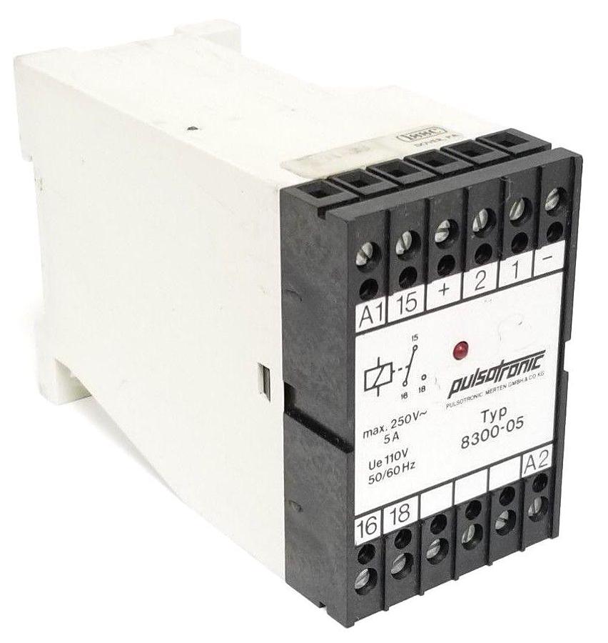Used PULSOTRONIC 8300-05 PULSOR SENSOR RELAY 250V MAX 5A, UE 110V, 50/60HZ 830005