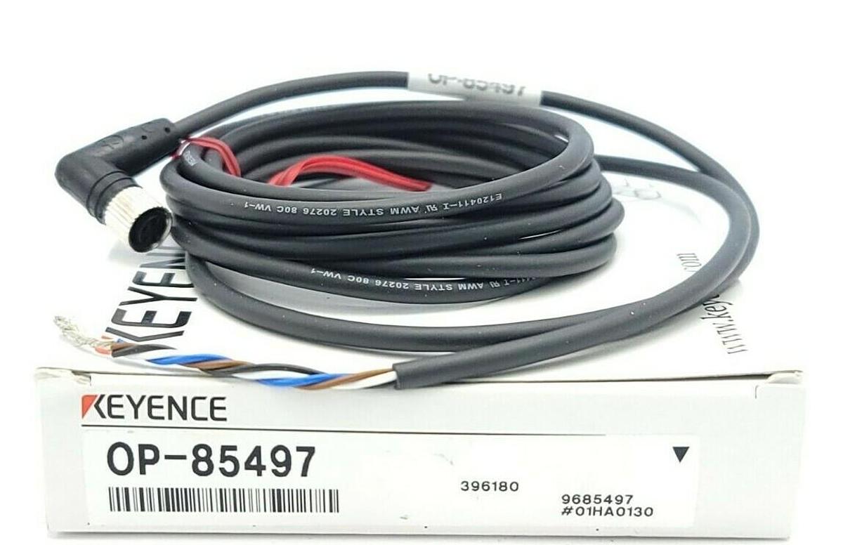 Used NIB KEYENCE OP-85497 CORDSET 4PIN FEMALE L-SHAPED CONNECTOR OP85497