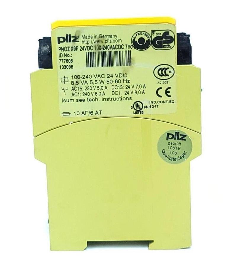 Used PILZ PNOZ X9P 24VDC 100-240VACDC 7no 2nc 2so SAFETY RELAY 777606 PNOZX9P