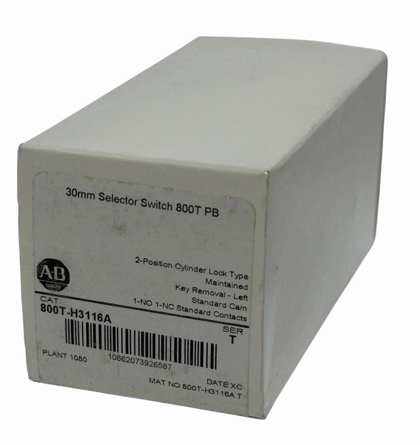Used NIB ALLEN BRADLEY 800T-H3116A 30mm SELECTOR SWITCH 2-POS. 800TH3116A SER. T