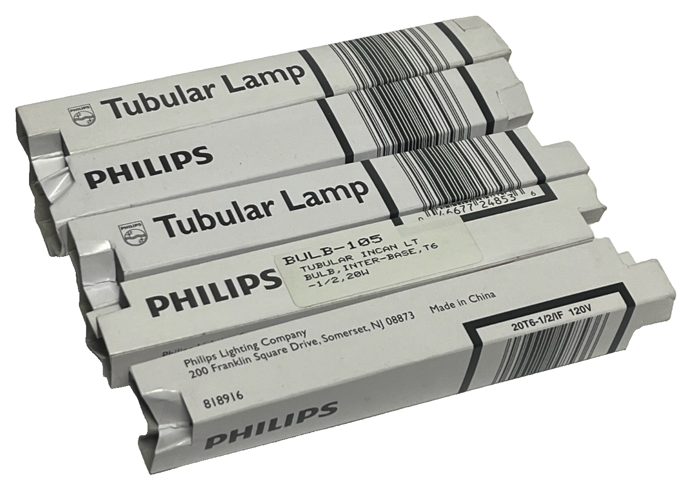 Used (5) Philips 20T6-1/2/IF Tubular Light Bulbs 20W 120V Frosted Intermediate E17