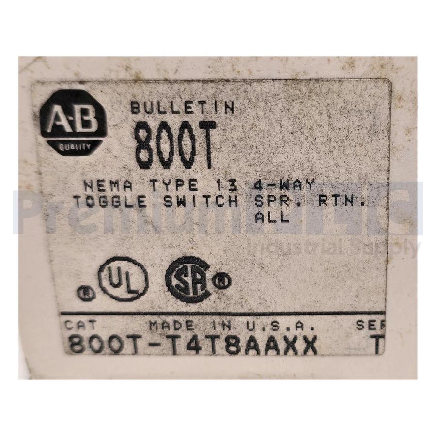 ALLEN BRADLEY 800T-T4T8AAXX /T NEMA TYPE 13 / 4-WAY TOGGLE SWITCH NSMP