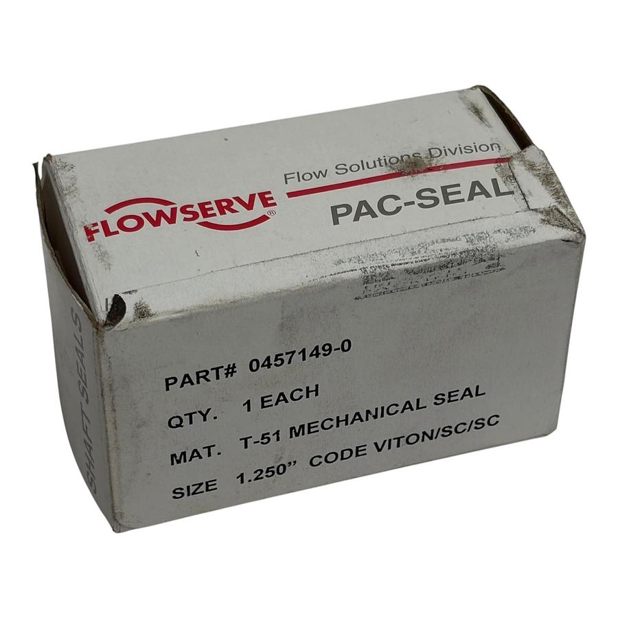 Used Flowserve Pac-Seal 0457149-0 T-51 Mechanical Shaft Seal 1.250" Viton SC/SC New