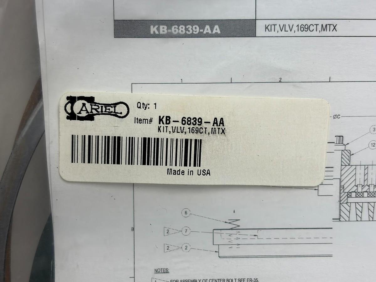 Ariel KB-6839-AA Compressor Valve Kit KIT VLV 169CT MTX OEM Rebuild Kit New