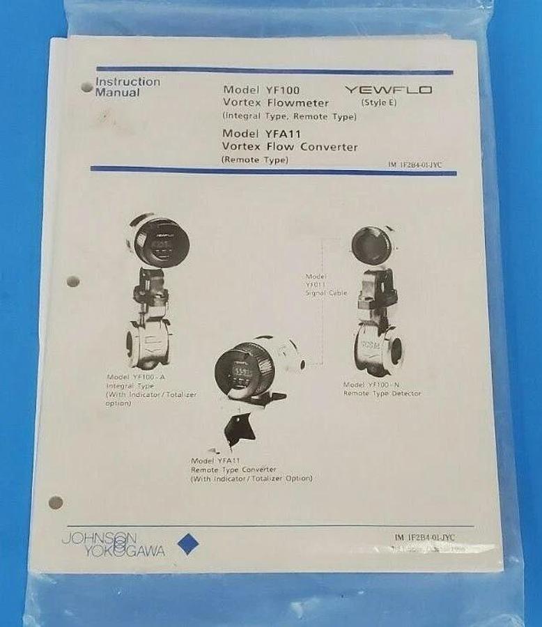JOHNSON YOKOGAWA IM 1F2B4-01-JYC 3RD ED. INSTRUCTION MANUAL VORTEX YF100 YFA11