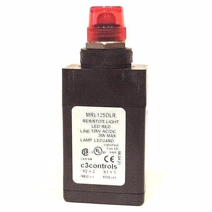 Used NEW C3 CONTROLS MRL125DLR RESISTOR LIGHT LED RED LINE 125V AC/DC 3W MAX, LED24RD