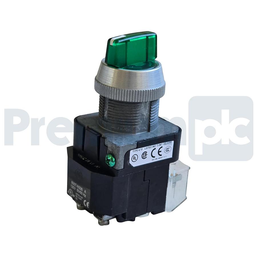 Allen-Bradley 800T-16HGH2KB6AX /V Selector Switch 30mm 2-Pos Green LED 120V NSNP