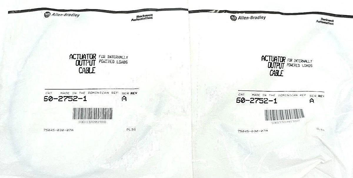 Used LOT OF 2 NEW ALLEN BRADLEY 60-2752-1 ACTUATOR OUTPUT CABLES, 6027521, SER. A