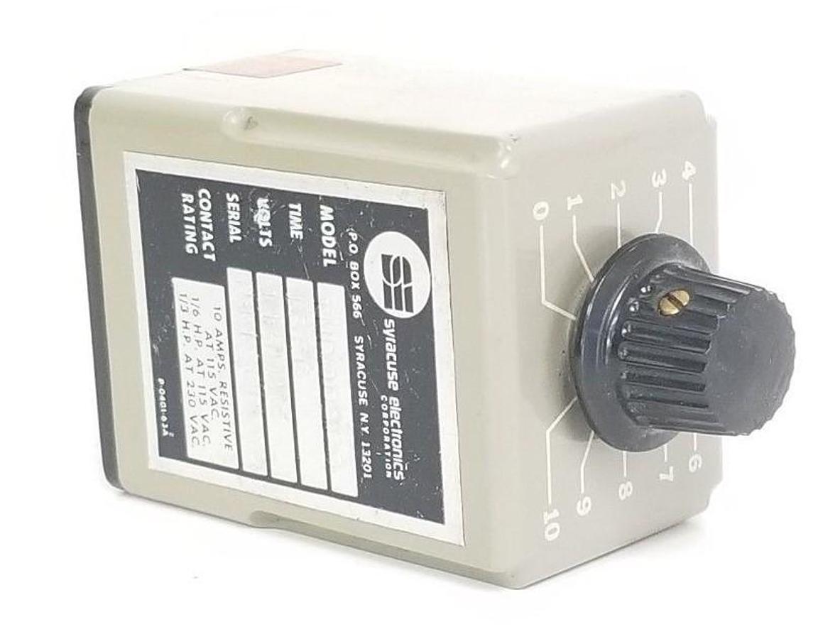 Used SYRACUSE ELECTRONICS TNR00300 TIME DELAY RELAY 1SEC, 0-10SEC, 115VAC, 10A