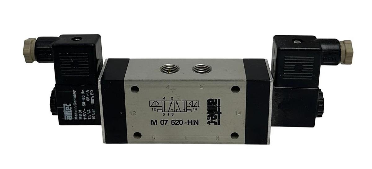 Used AIRTEC M 07 520-HN / M07520HN SERIES M-07 VALVE 5/2-WAY DOUBLE SOLENOIDS USNP