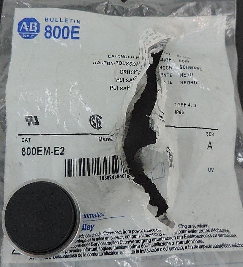 Used NEW ALLEN BRADLEY 800EM-E2 SER. A BLACK EXTENDED PUSH BUTTON 800EME2