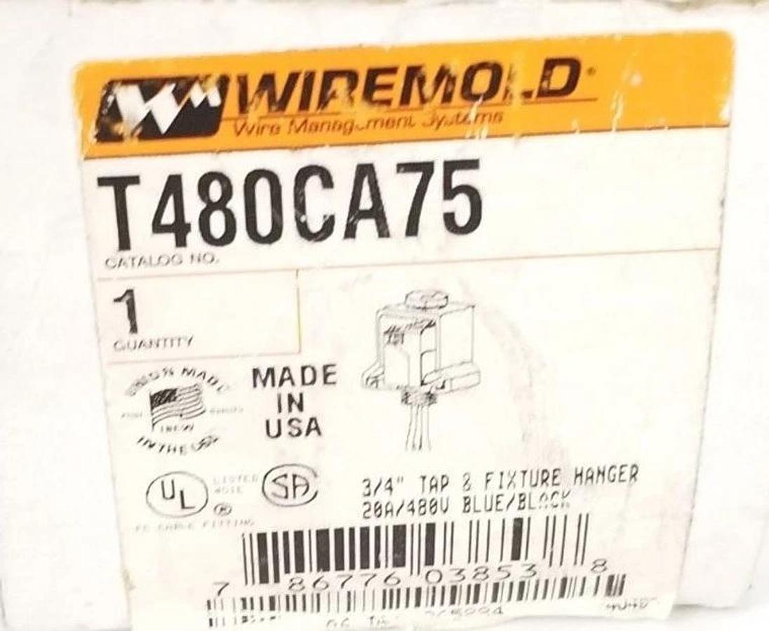 Used NIB WIREMOLD T480CA75 TAP & FIXTURE HANGER 3/4'' 20A 480V BLUE/BLACK T600CA75