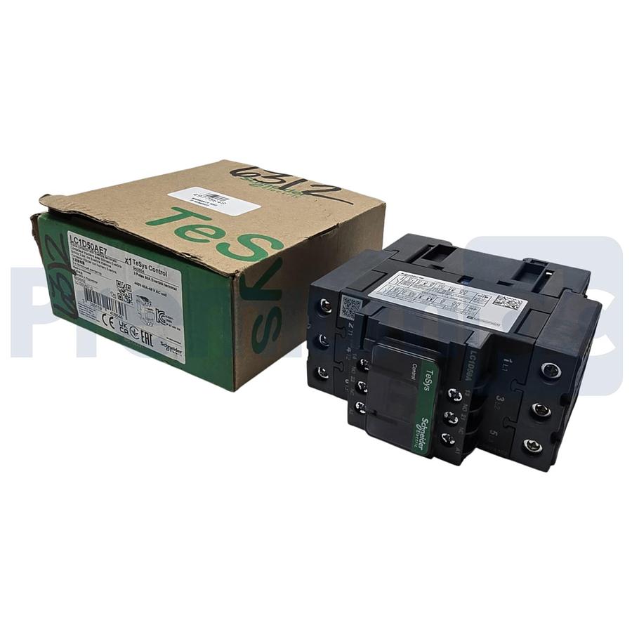 Used Schneider LC1D50AE7 TeSys D IEC Contactor 3 Pole 40HP@480V 50A, 48VAC Coil NSMP