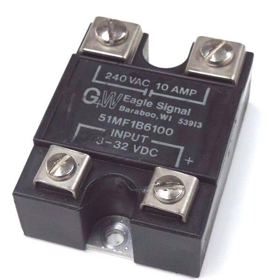 Used EAGLE SIGNAL 51MF1B6100 SOLID-STATE RELAY IN 3-32 VDC OUT 240VAC/10AMP