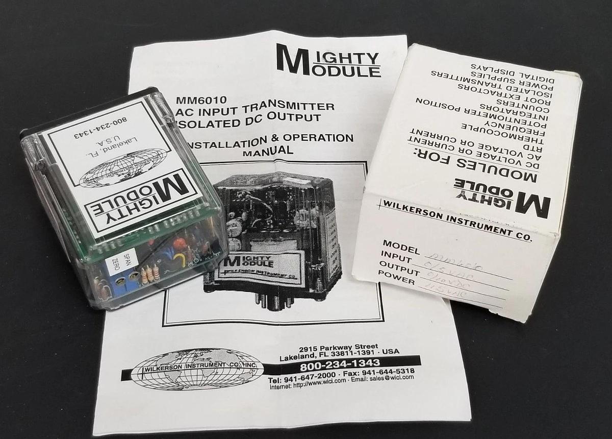 Used NIB MIGHTY MODULE MM6010 TRANSMITTER ISOLATED 0/5 VAC, 0/10 VDC, 115VAC, 2.4 VA