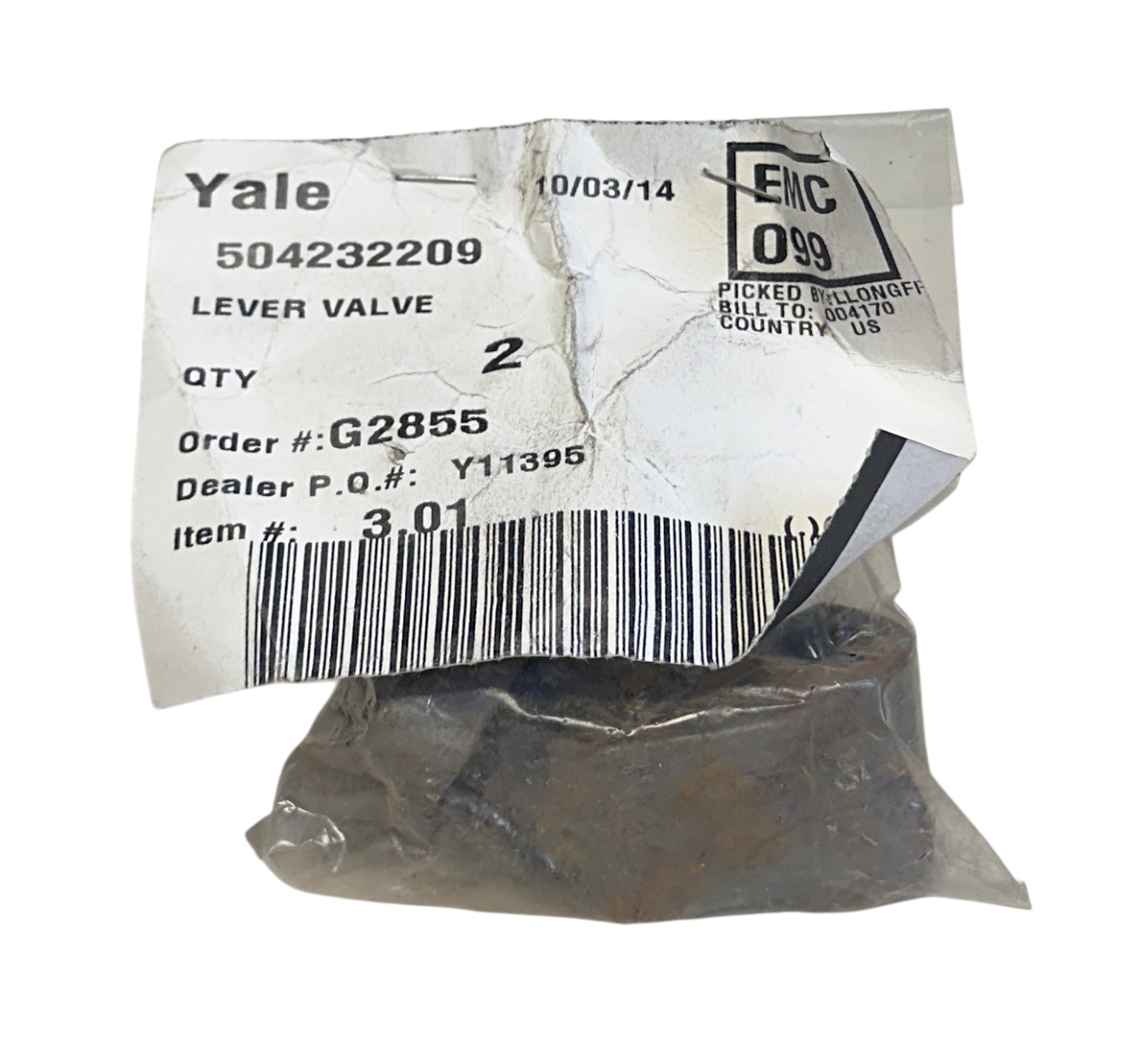 Used 2 YALE 504232209 / YT504232209 OEM CONTROL LEVER VALVES FOR FORKLIFT NSNP