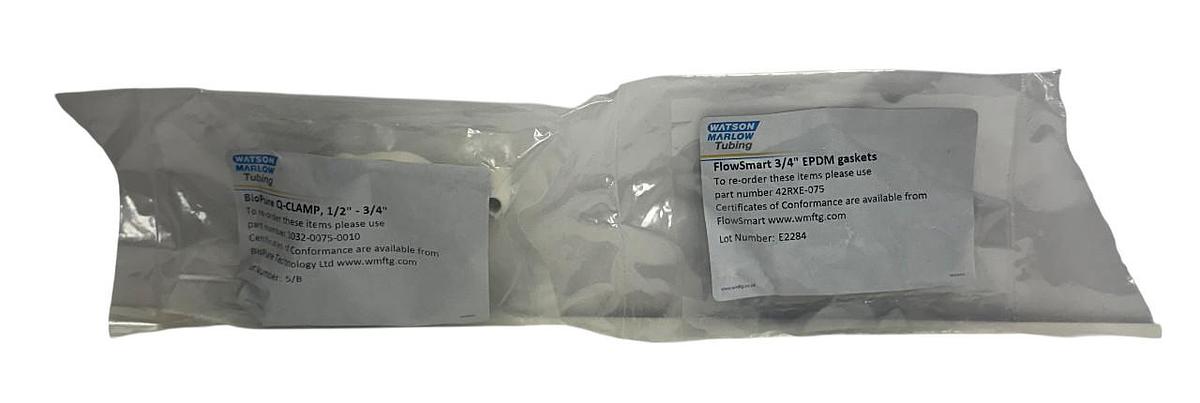 Used WATSON MARLOW 1032-0075-0010 / 42RXE-075 Q-CLAMPS / EPDM 3/4'' GASKETS NSFS