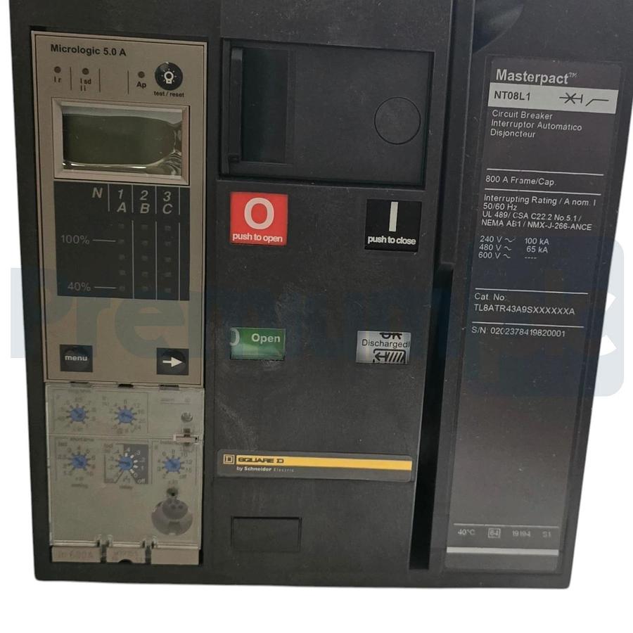 Square D TL8ATR43A9SXXXXXXA MasterPact NT Breaker Mod. NT08L1 3P 480V 800A NSMP