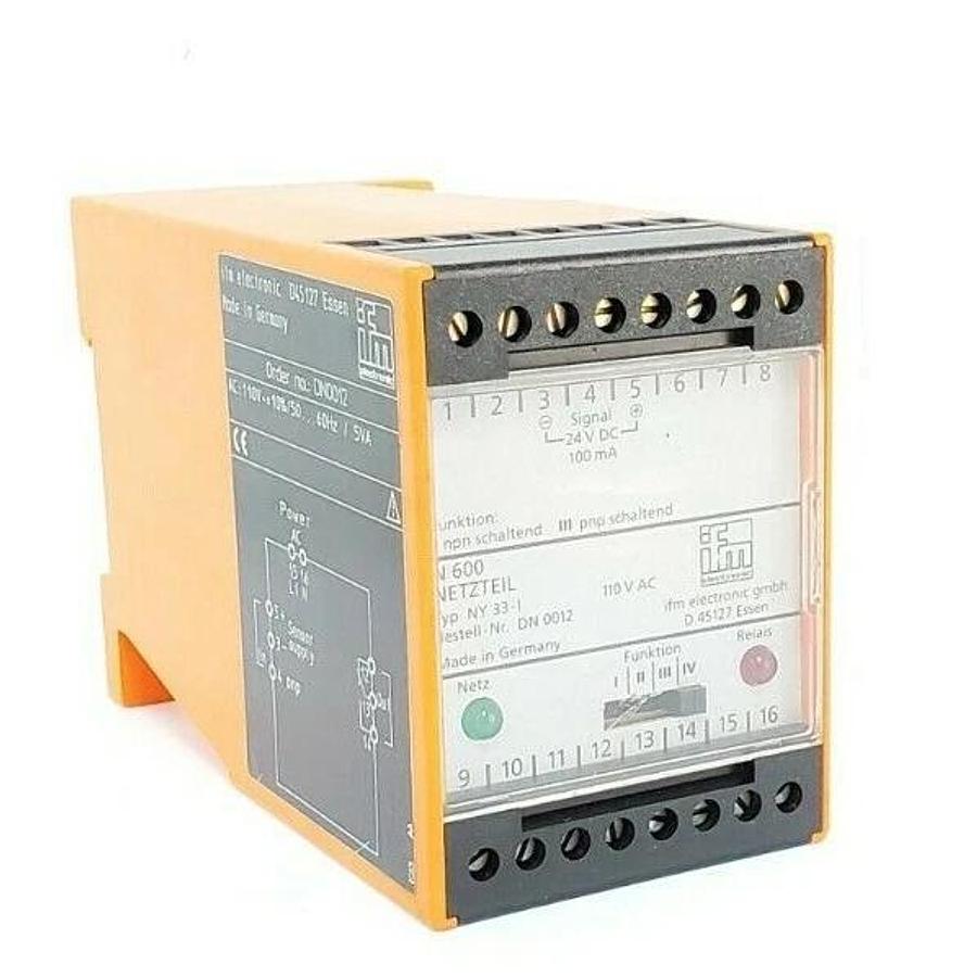 Used EFECTOR IFM ORDER NO. DN0012 AMPLIFIER MODULE N 600, TYP NO 33-I, 110V AC