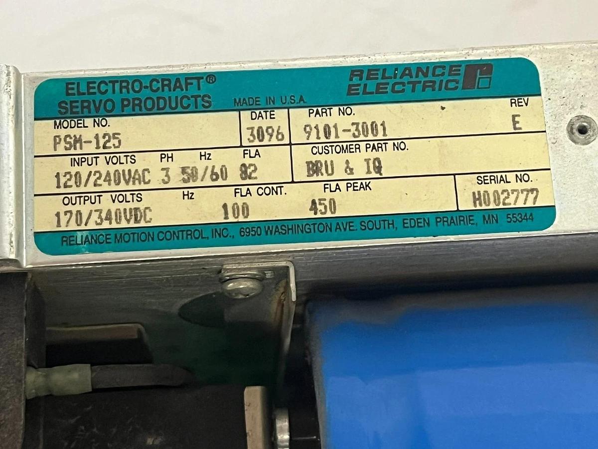 Used ELECTRO-CRAFT 9101-0000 PSM-125 Power Supply Module *LIGHT DAMAGE*