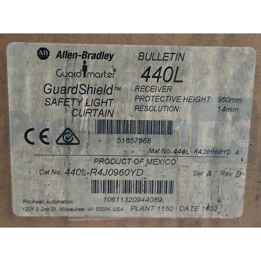 Used Allen-Bradley 440L-R4J0960YD /A GuardShield Safety Light Curtain Receiver NSMP