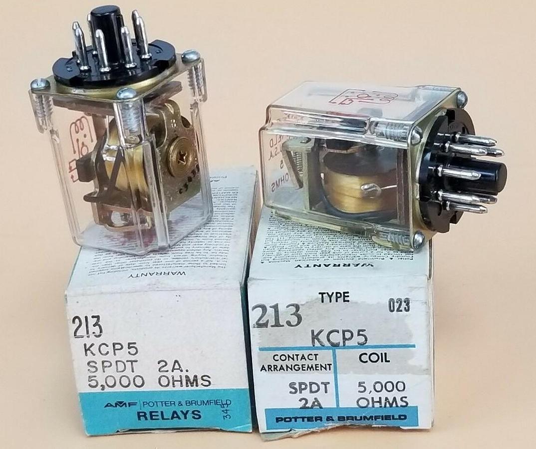 Used LOT OF 2 NIB POTTER & BRUMFIELD KCP5-5000 RELAYS KCP5, 213, SPDT 2A, 5,000 OHMS