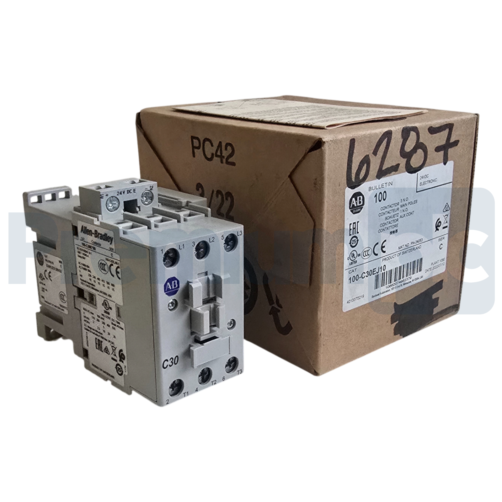 Used Allen Bradley 100-C30EJ10 /C 100-C IEC Contactor 30A 3P 24V DC Coil 1 N.O. NSMP
