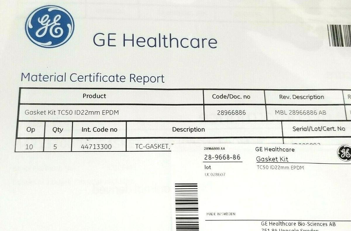 NEW GE HEALTHCARE 28-9668-86 GASKET KIT TC50 ID 22mm EPDM MBL 28966886 AB