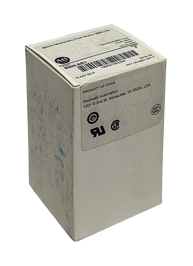 Used ALLEN BRADLEY 800H-AR1 /F 30mm MOMENTARY PUSH BUTTON 800H PB GREEN FLUSH NSFS