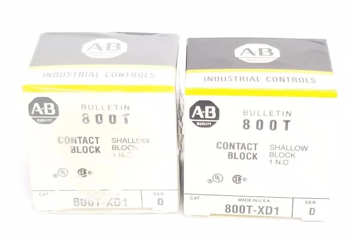 Used LOT OF 2 NIB ALLEN BRADLEY 800T-XD1 CONTACT BLOCKS 800TXD1, SER. D
