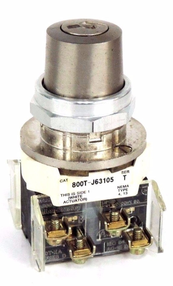 Used NIB ALLEN BRADLEY 800T-J63105B SER T SELECTOR SWITCH W/ 800T-XA CONTACTS SER D