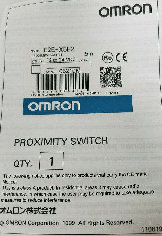 NEW OMRON E2E-X5E2 PROXIMITY SWITCH E2EX5E2, 12 TO 24VC, 5M