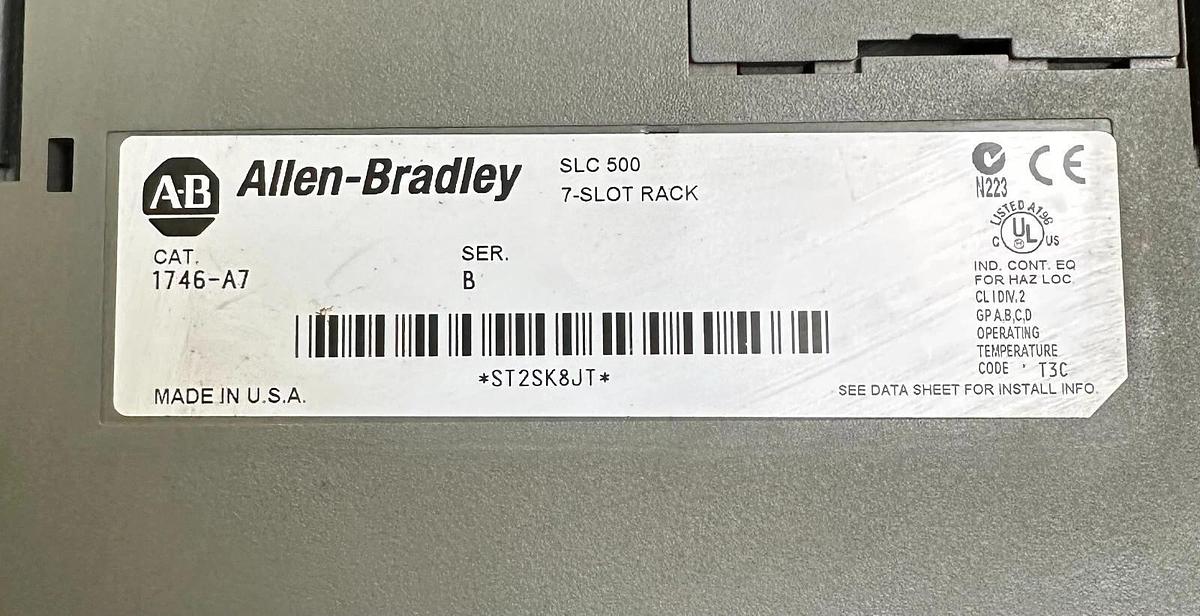 Used ALLEN BRADLEY 1746-P1 /A SLC 500 POWER SUPPLY W/ 1746-A7 /B SLC 7-SLOT RACK