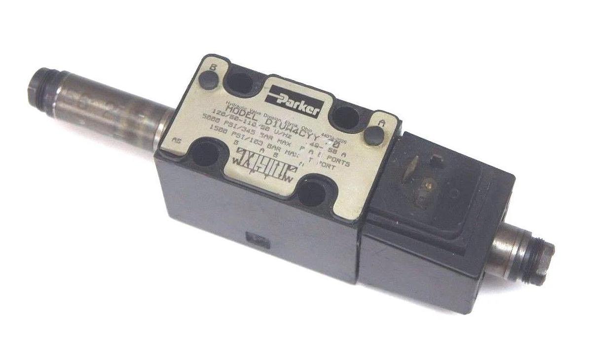 Used PARKER D1VW4CYY-70 SOLENOID VALVE 110-120V, 50/60HZ, 49-58A, 5000PSI MAX