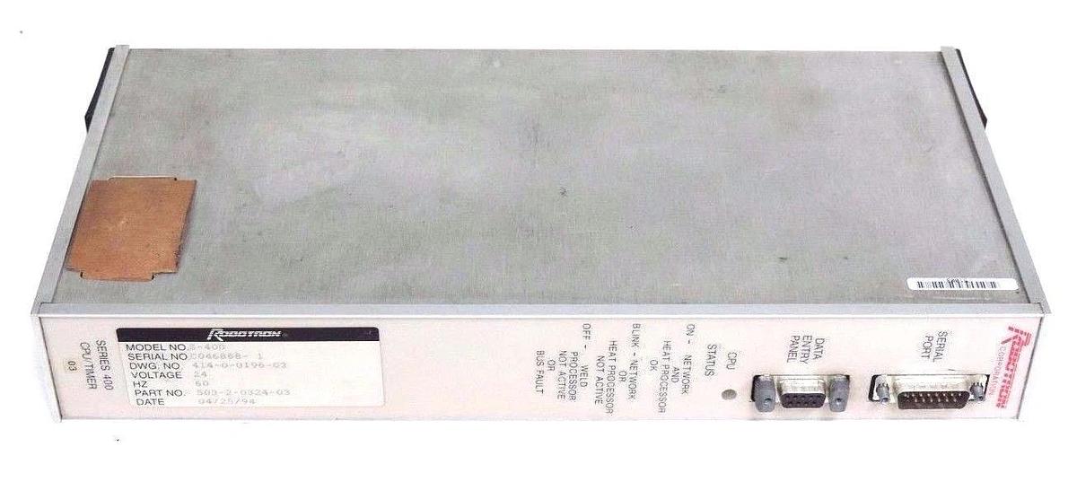 Used ROBOTRON 503-2-0324-03 MODEL S-400 CPU/TIMER MODULE 24V, 60HZ, 5032032403