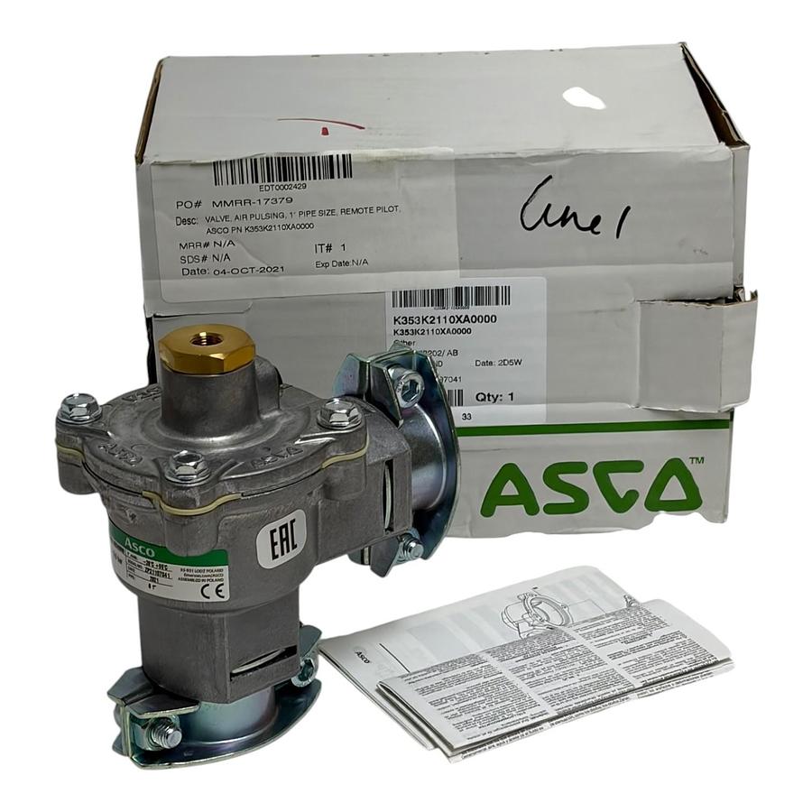 Used ASCO K353K2110XA0000 1" Pulse Solenoid Valve Dust Collector Remote Pilot New