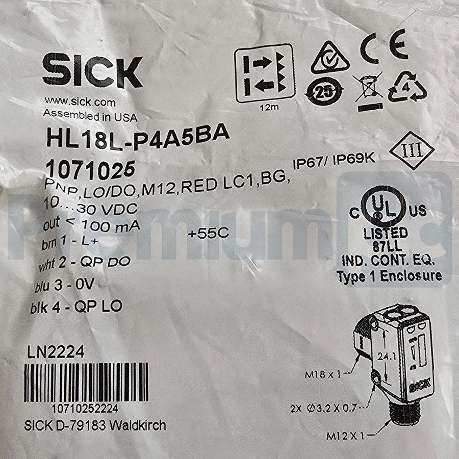 SICK HL18L-P4A5BA | 1071025 H18 Sure Sense Photoelectric Sensor 10-30VDC NSMP