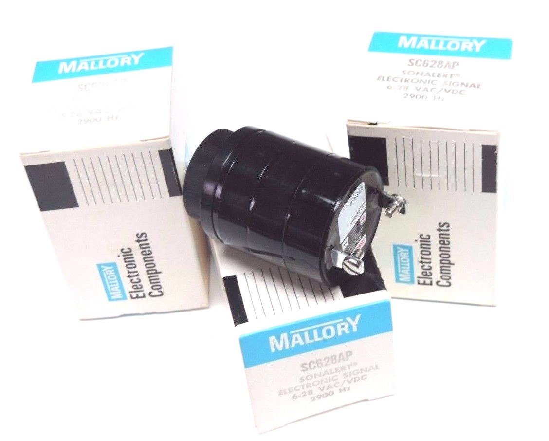 LOT OF 3 NIB MALLORY SC628AP SONALERT ELECTRONIC SIGNAL 6-28 VAC/VDC, 2900 HZ