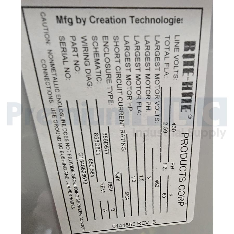 Used RITE-HITE 850.584 DOK-COMMANDER CONTROLLER CBC LVLR(VERT) SHR5 460/3/60/P NSMP