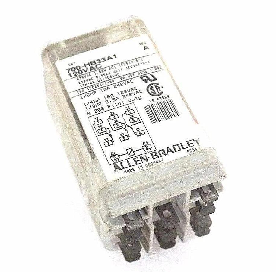 Used LOT OF 3 ALLEN BRADLEY 700-HB33A1 RELAYS 700HB33A1 SER. A, 120 VAC