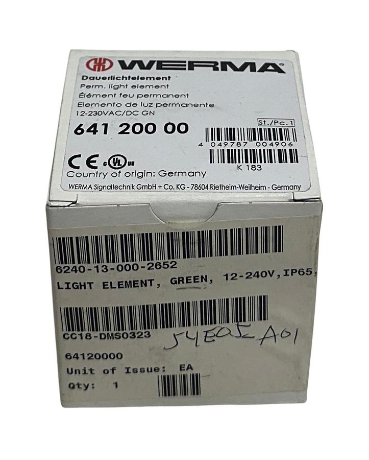 Used WERMA 641 200 00 / 64120000 PERMANENT LIGHT ELEMENT GREEN 12-230VAC/DC NSMP