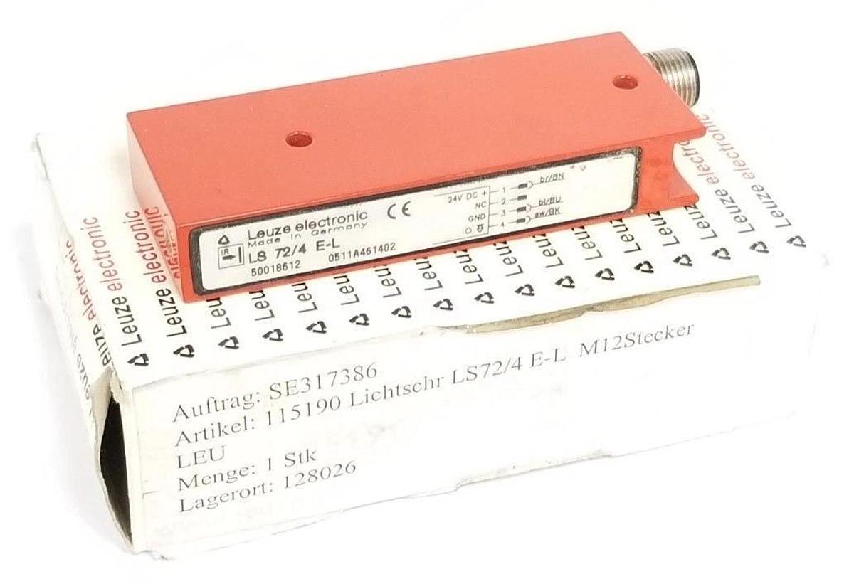 Used LEUZE ELECTRONICS LS-72/4-E-L PHOTOELECTRIC SENSOR RECEIVER 50018612