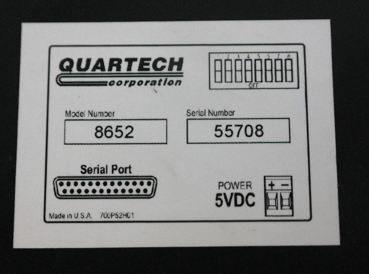 Used QUARTECH 8652 PLC PROGRAMMING INTERFACE 16-KEY 5VDC