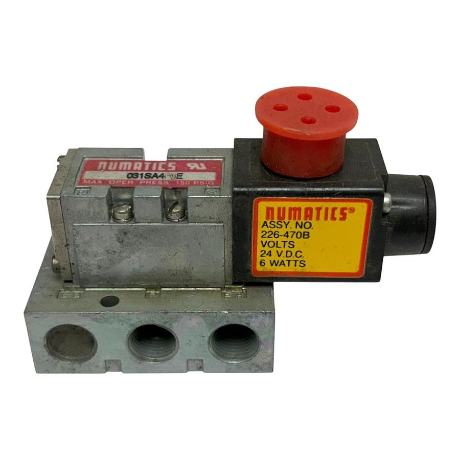 Used Numatics 031SA4 Solenoid Air Valve 226-470B 24VDC 6W Base Mounted Lot of 2