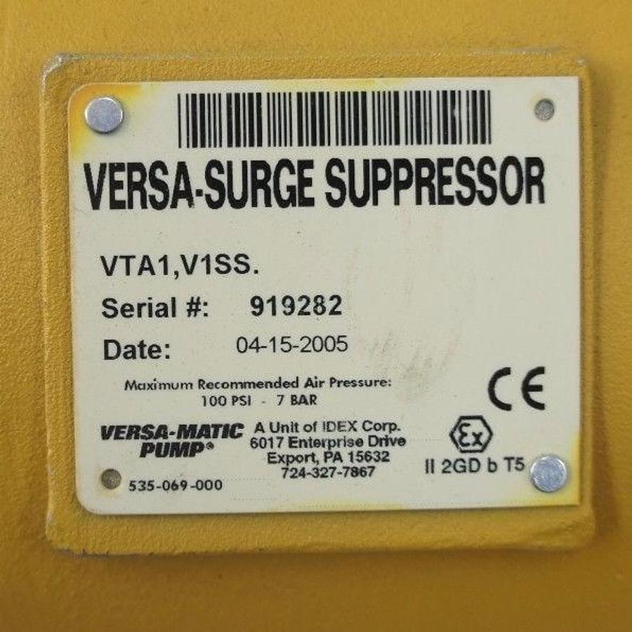 Used NEW VERSA-MATIC PUMP IDEX VTA1,V1SS VERSA-SURGE SUPPRESSOR DAMPNER, 095-029-156