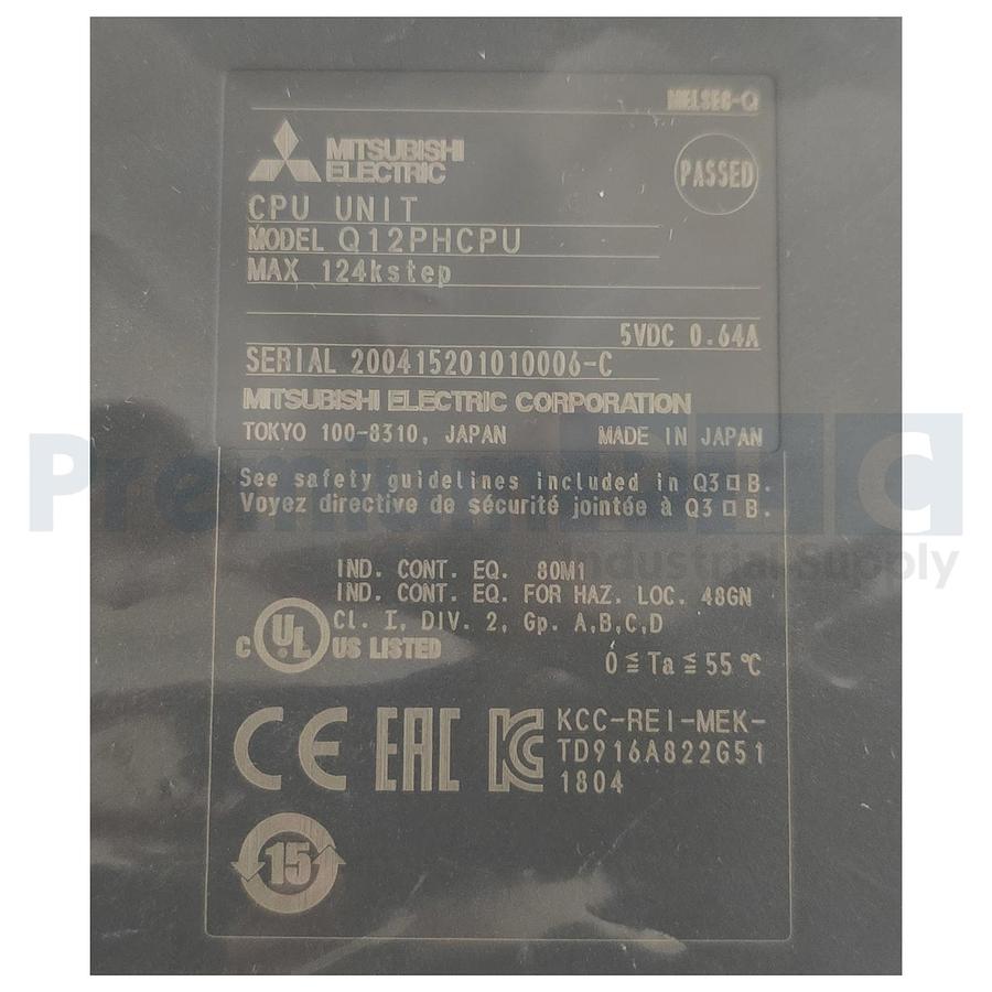 Used MITSUBISHI Q12PHCPU MELSEC-Q QnU series (PLC) CPU UNIT 124Ksteps/496KBytes NSMP