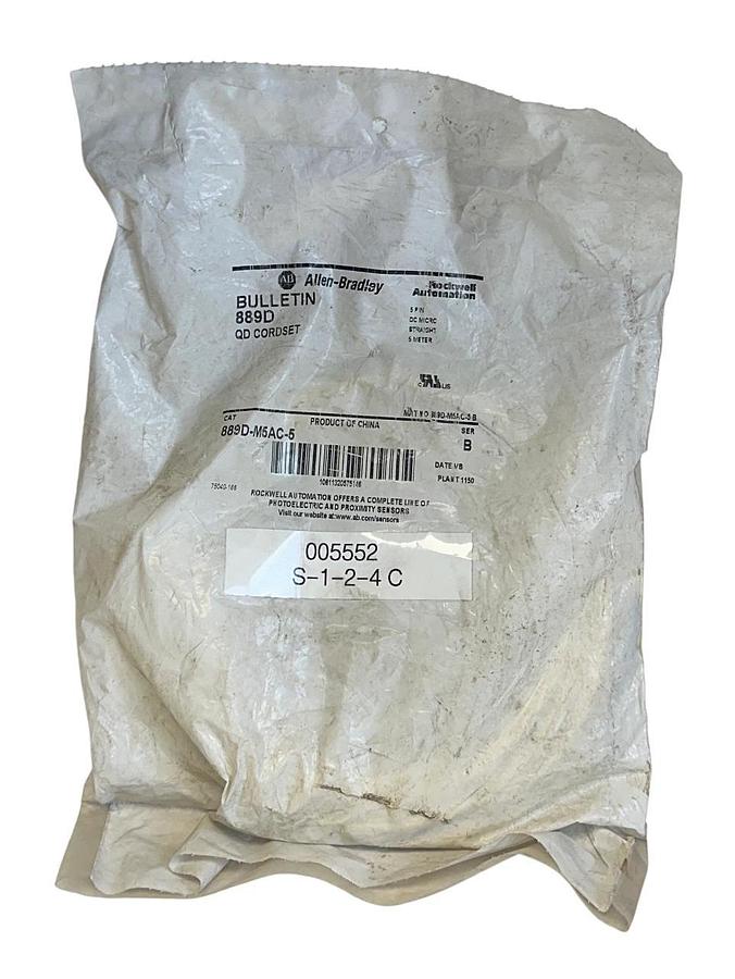 Used ALLEN BRADLEY 889D-M5AC-5 /B BULLETIN 889D DC MICRO CABLE STRAIGHT 5M 5-PIN NSFS