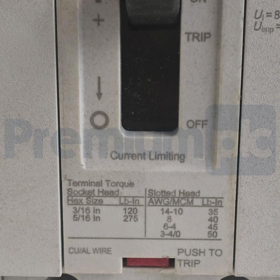 Used Eaton PDG23M0225TFFL PDG2 Power Defense 225A 3 Pole 600V Circuit Breaker USPI