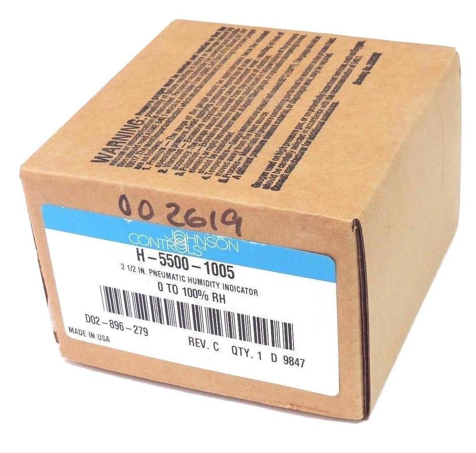 Used NIB JOHNSON CONTROLS H-5500-1005 PNEUMATIC HUMIDITY INDICATOR 3-1/2'', 0 TO 100%