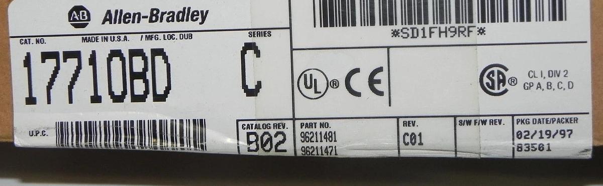 Used ALLEN BRADLEY 1771-OBD/C DC OUTPUT MODULE 1771OBD REV. B02 P/N: 96211471 C01